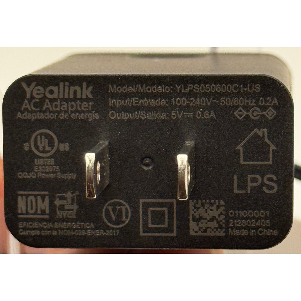 2 Pack Yealink AC Adapter YLPS050600C1-US Power Supply 5V 0.6A Black IP Phone - Picture 3 of 4